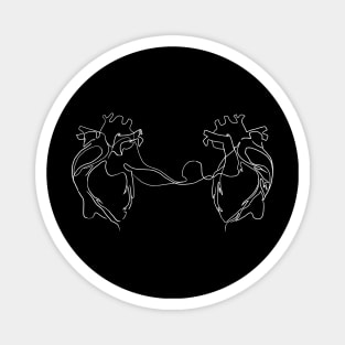 Connected Hearts one line art Magnet